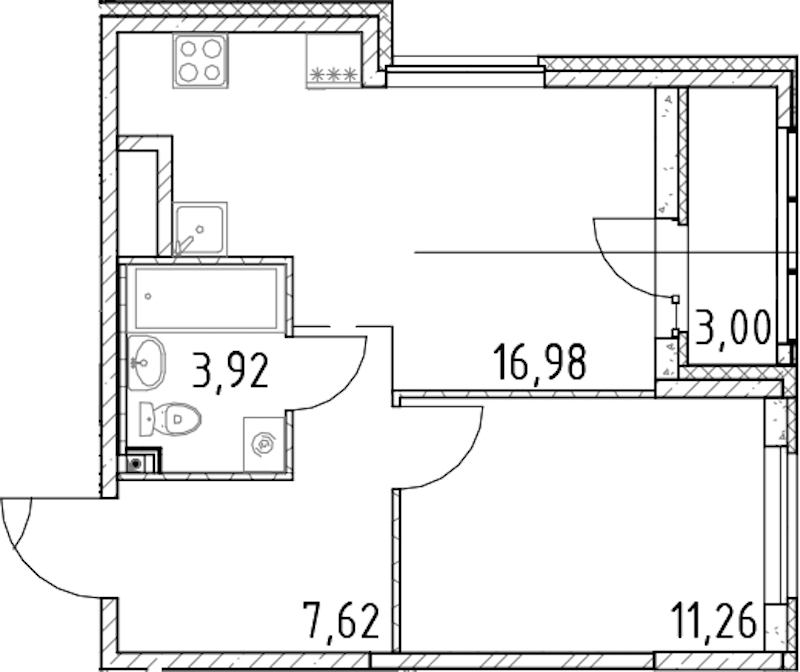 1-комнатная квартира 39.78 м², 5/23 эт., ЖК «Город Первых»
